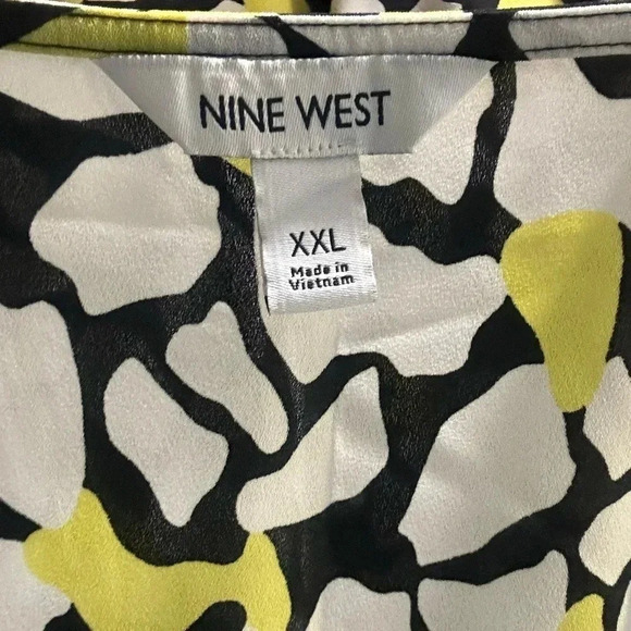 Nine West Yellow black and white graphic on a non stretch tank top. size XXL - Picture 4 of 4